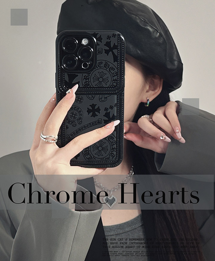 ブラック クロームハーツ chrome hearts アイフォーン 14 プロ カバー